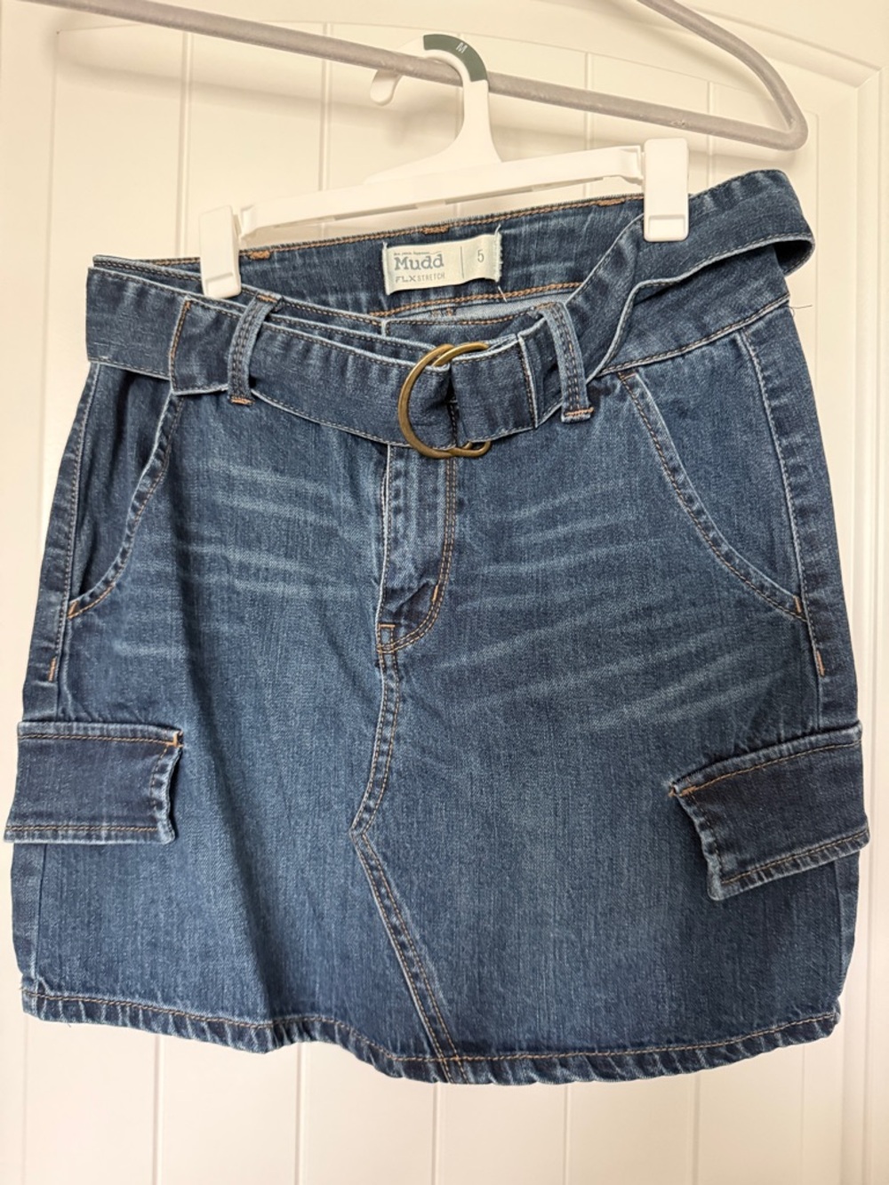 Mudd Blue Denim Cargo Mini Skirt with Belt